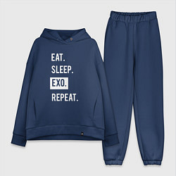 Женский костюм оверсайз Eat Sleep EXO Repeat, цвет: тёмно-синий