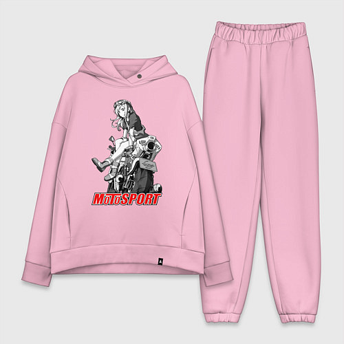 Женский костюм оверсайз Moto girl / Светло-розовый – фото 1
