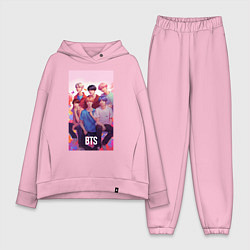 Женский костюм оверсайз BTS art anime style, цвет: светло-розовый