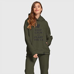 Женский костюм оверсайз Plant c4 - Counter Strike meme, цвет: хаки — фото 2