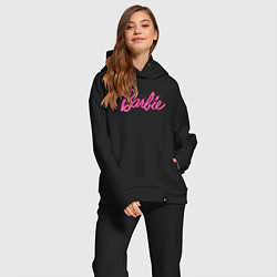 Женский костюм оверсайз Блестящий логотип Барби, цвет: черный — фото 2