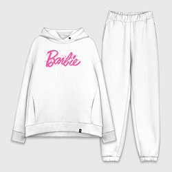 Женский костюм оверсайз Блестящий логотип Барби, цвет: белый