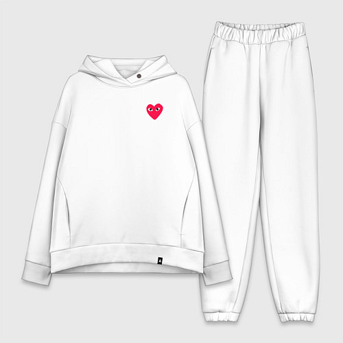 Женский костюм оверсайз Сердце с глазами / Белый – фото 1
