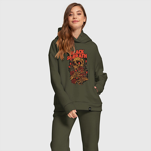 Женский костюм оверсайз Черный саббат / Хаки – фото 2