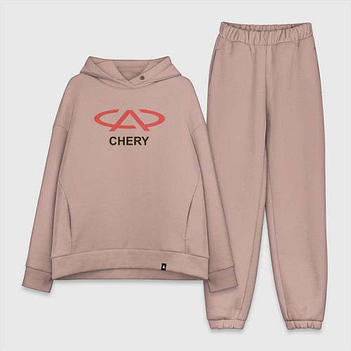 Женский костюм оверсайз Chery Logo / Пыльно-розовый – фото 1