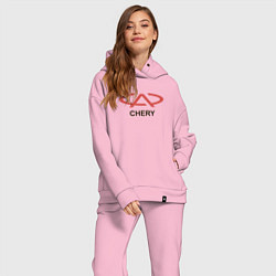 Женский костюм оверсайз Chery Logo, цвет: светло-розовый — фото 2