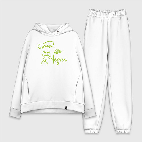 Женский костюм оверсайз Vegan cook / Белый – фото 1