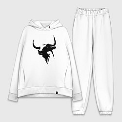 Женский костюм оверсайз Бык агрессивный, цвет: белый