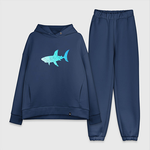 Женский костюм оверсайз Акула лазурный градиент цвета моря / Тёмно-синий – фото 1