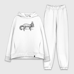 Женский костюм оверсайз Рыжая панда отдыхает, цвет: белый