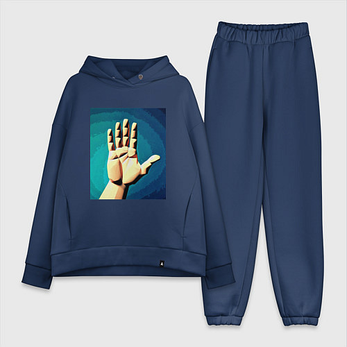 Женский костюм оверсайз Приветствие рукой / Тёмно-синий – фото 1