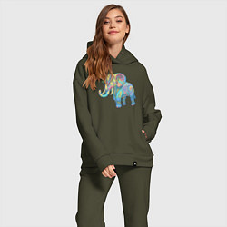 Женский костюм оверсайз Beautiful elephant, цвет: хаки — фото 2