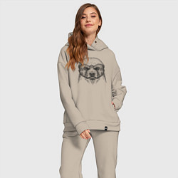 Женский костюм оверсайз Серьёзный медоед, цвет: миндальный — фото 2