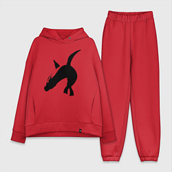 Женский костюм оверсайз Морской котик плавает, цвет: красный