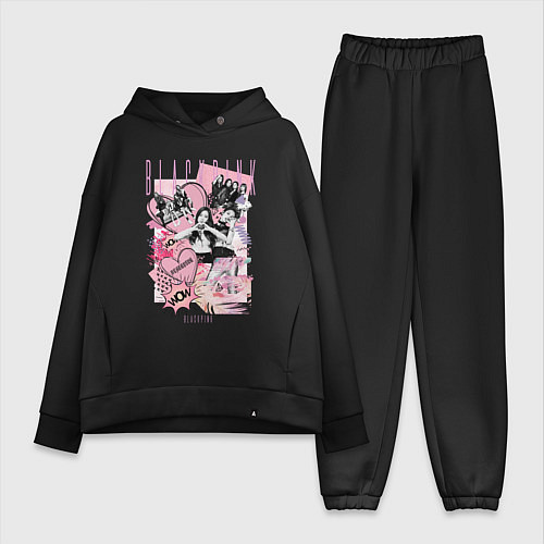 Женский костюм оверсайз Blackpink коллаж / Черный – фото 1