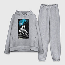 Женский костюм оверсайз Медведь-космонавт - нейросеть, цвет: меланж