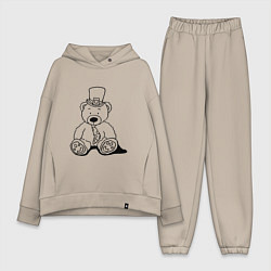Женский костюм оверсайз Плюшевый мишка лепрекон - раскраска, цвет: миндальный