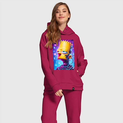 Женский костюм оверсайз Cyber Bart Simpson - ai art / Маджента – фото 2