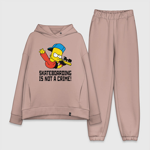 Женский костюм оверсайз Барт Симпсон скейтбордист / Пыльно-розовый – фото 1