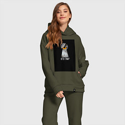 Женский костюм оверсайз Кто там?, цвет: хаки — фото 2
