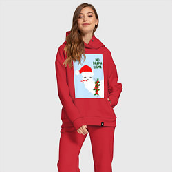 Женский костюм оверсайз Лама Санта Клаус no drama llama, цвет: красный — фото 2