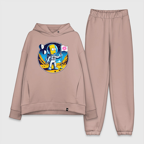 Женский костюм оверсайз Космонавт Барт Симпсон на другой планете / Пыльно-розовый – фото 1