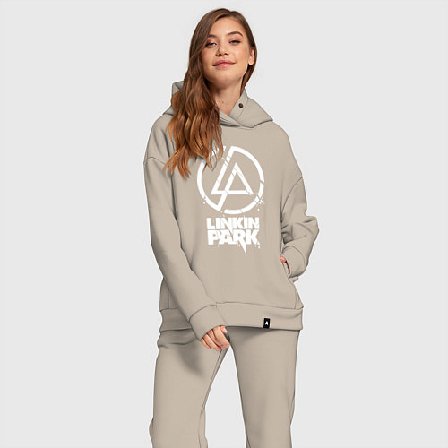 Женский костюм оверсайз Linkin Park - white / Миндальный – фото 2
