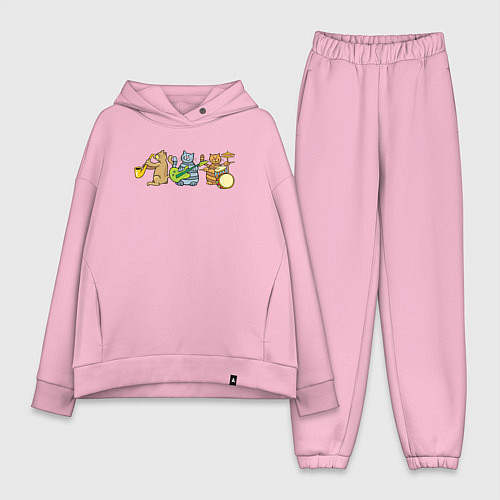 Женский костюм оверсайз Кошачий ансамбль / Светло-розовый – фото 1