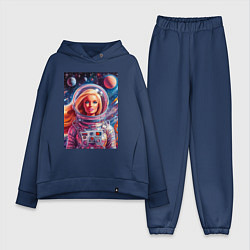 Женский костюм оверсайз Красавица Барби в космосе - нейросеть, цвет: тёмно-синий