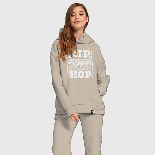 Женский костюм оверсайз Hip hop life / Миндальный – фото 2