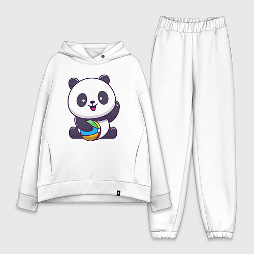 Женский костюм оверсайз Панда с мячиком / Белый – фото 1