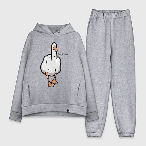 Женский костюм оверсайз Duck you - fuck you / Меланж – фото 1