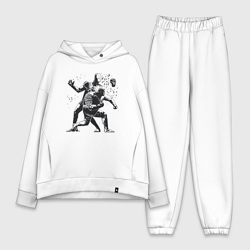 Женский костюм оверсайз Мощный удар боксёра / Белый – фото 1
