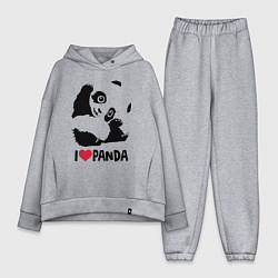 Женский костюм оверсайз I love panda, цвет: меланж