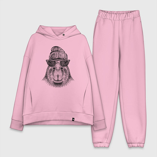 Женский костюм оверсайз Капибара хипстер / Светло-розовый – фото 1
