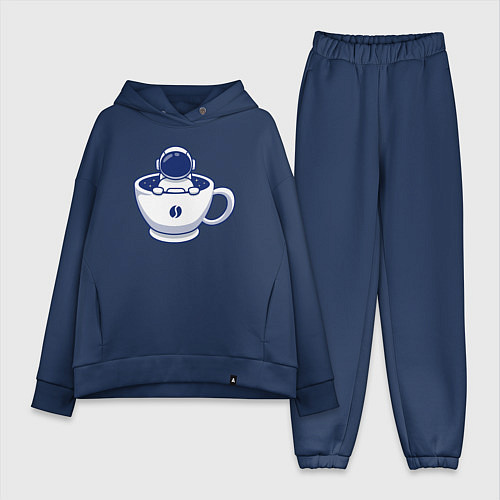 Женский костюм оверсайз Кофе из космоса / Тёмно-синий – фото 1