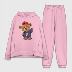 Женский костюм оверсайз Плюшевый медвежонок рэпер, цвет: светло-розовый