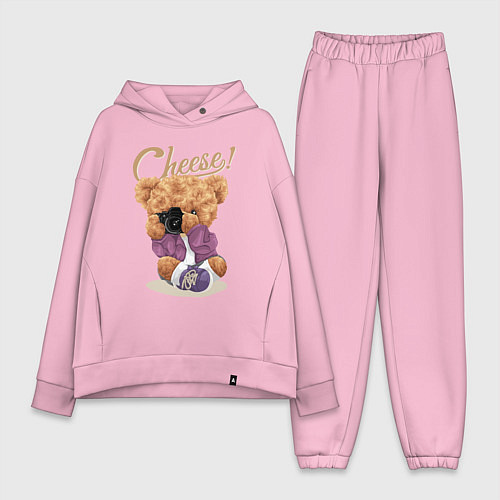 Женский костюм оверсайз Плюшевый медвежонок фотограф / Светло-розовый – фото 1