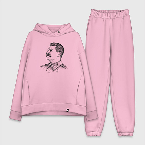 Женский костюм оверсайз Профиль Сталина / Светло-розовый – фото 1