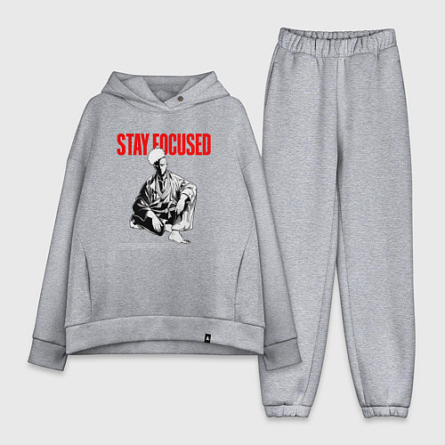 Женский костюм оверсайз Сайтами и парик / Меланж – фото 1