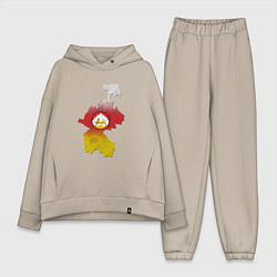 Женский костюм оверсайз Осетия и герб, цвет: миндальный