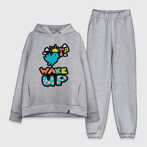 Женский костюм оверсайз Проснись / Меланж – фото 1