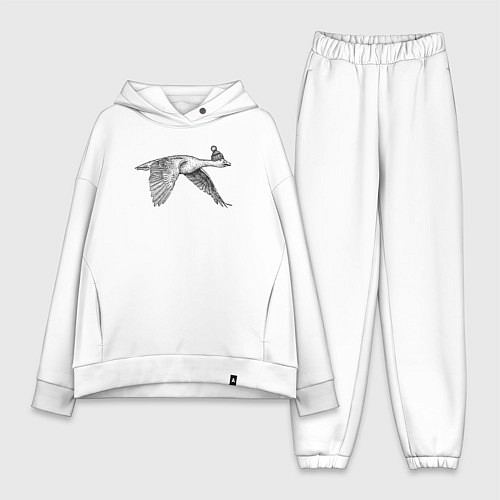 Женский костюм оверсайз Гусь летит на юг / Белый – фото 1