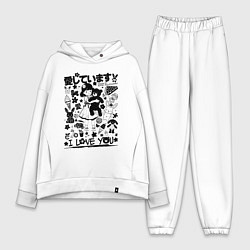 Женский костюм оверсайз MoMo - девочка с плюшевым медведем 1, цвет: белый