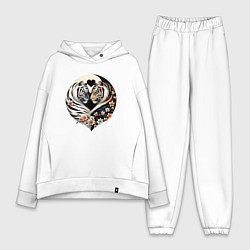 Женский костюм оверсайз Тигры - Инь янь, цвет: белый