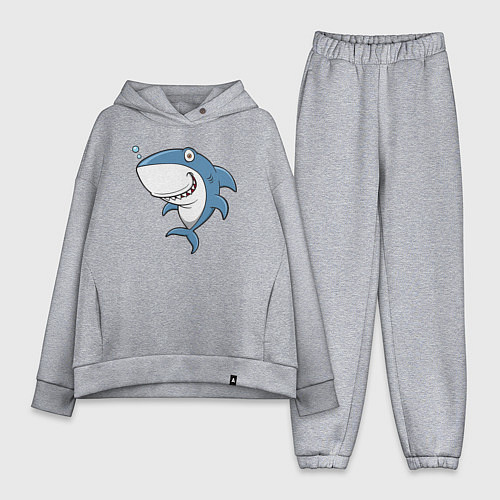 Женский костюм оверсайз Cute shark / Меланж – фото 1