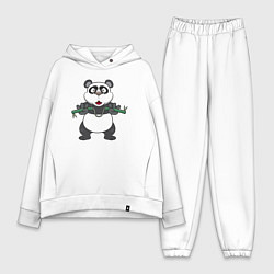 Женский костюм оверсайз Панда с нунчаками, цвет: белый