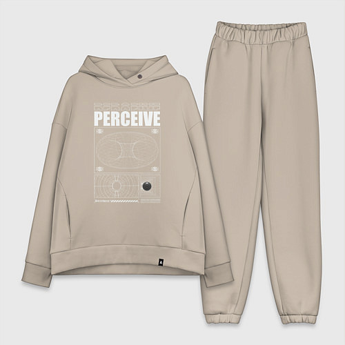 Женский костюм оверсайз Perceive streetwear / Миндальный – фото 1