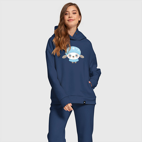 Женский костюм оверсайз Маленькая овечка / Тёмно-синий – фото 2