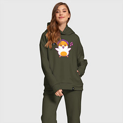 Женский костюм оверсайз Музыкальный хомяк, цвет: хаки — фото 2